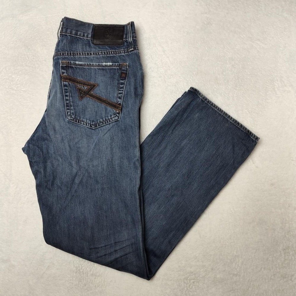 Rock & Republic Jeans Mens 34x34 Blue Grady Straight Denim Distressed R510555